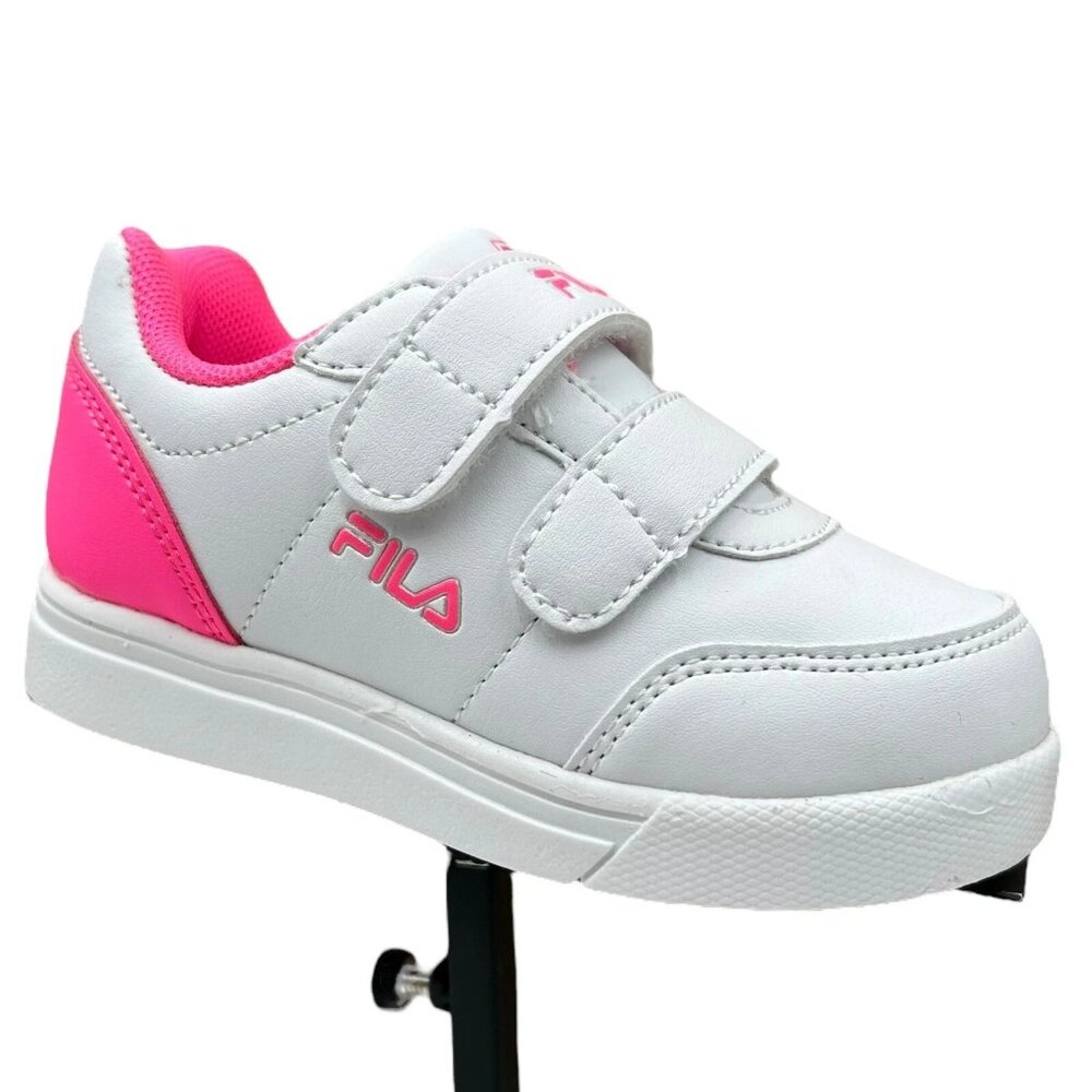 Fila Toddler Girls‎ Slip-on Sneakers Size 8 White-Pink Lightweight Comfort Shoes
